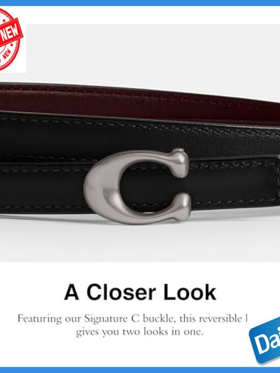 Reversible Leather Belt with C Buckle, 13mm Width, X-Large Size